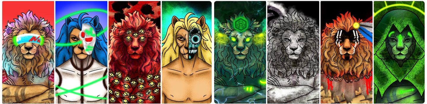 Papa Lion Club official Crypto.com collection artwork; character faces remain fully visible